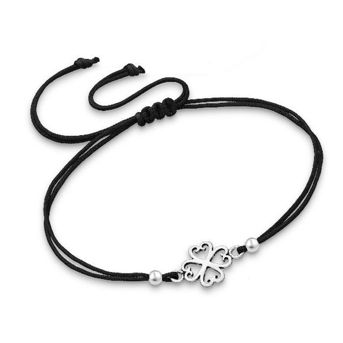 Silver Clover Rope Bracelet