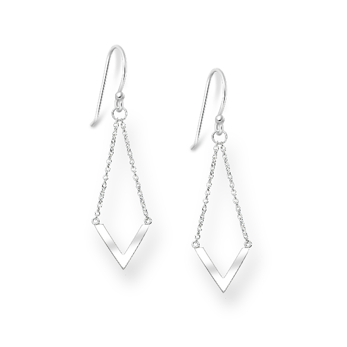 Silver Chevron Hook Earrings