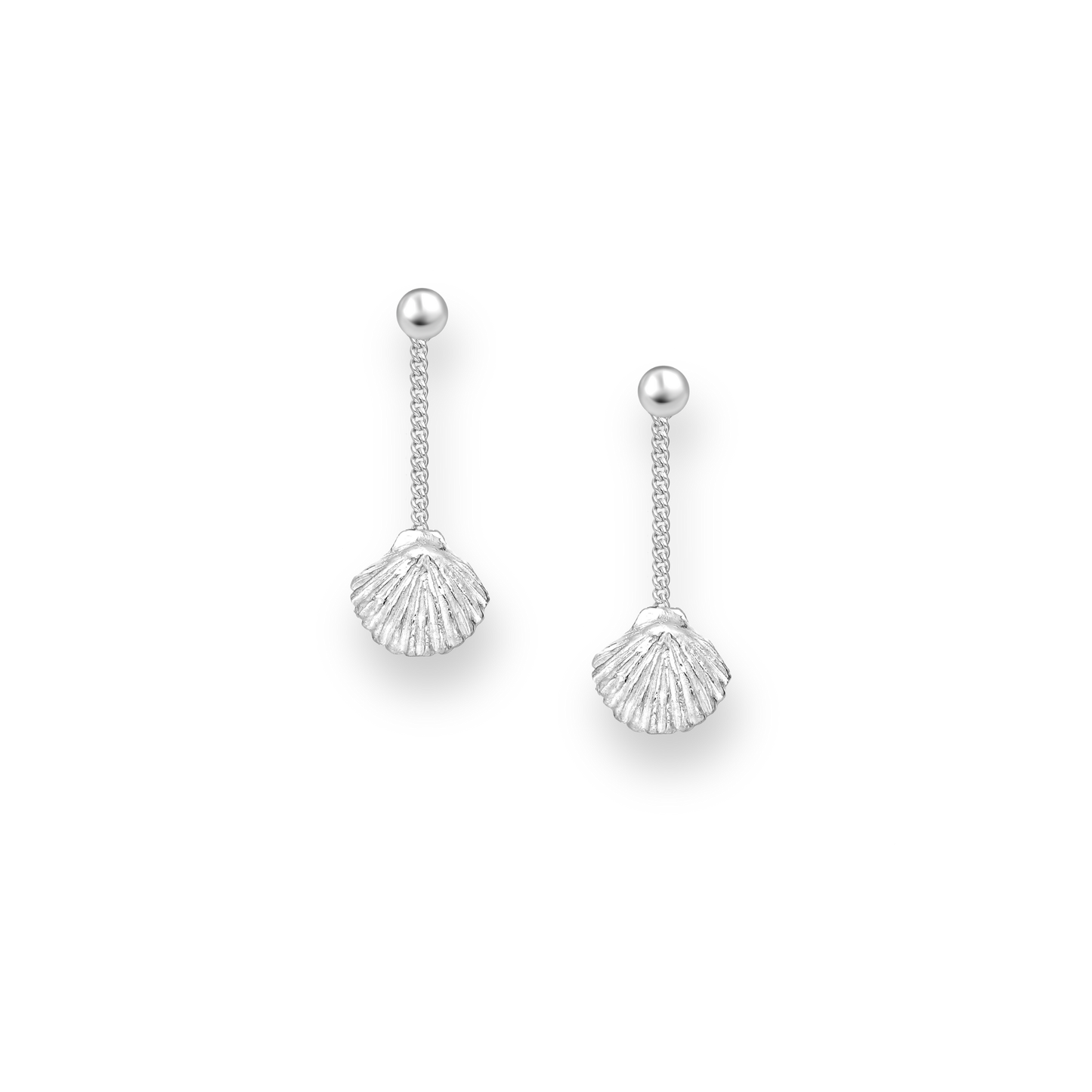 Silver Shell Push-Back Earrings