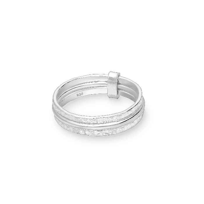 Silver Hammered Stack Ring Set