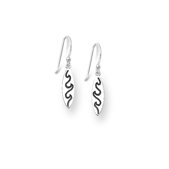 Silver Surfboard Hook Earrings