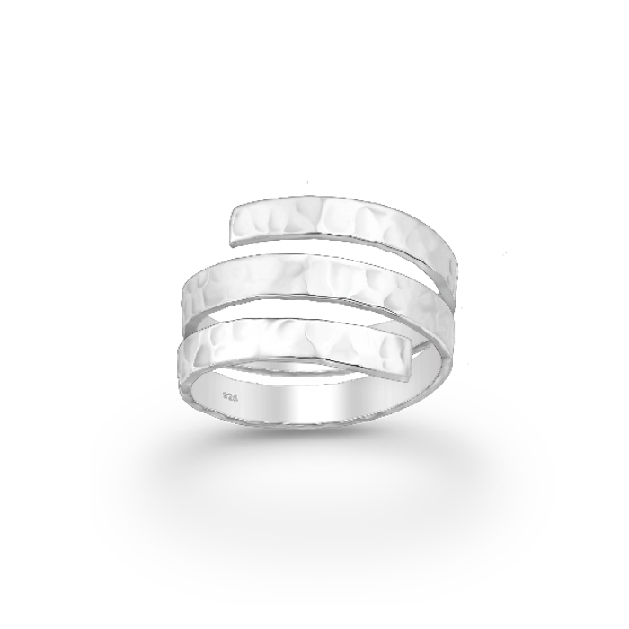 Silver Hammered Spiral Ring