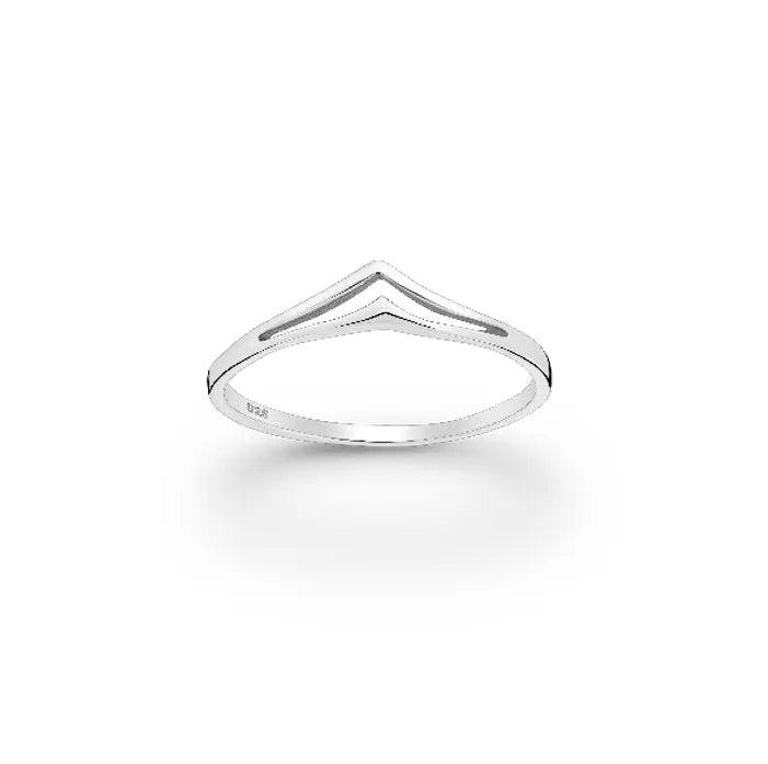 Silver Double Tiered Chevron Ring Rings Glint Silver Co