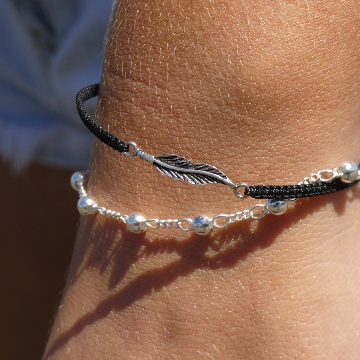 Silver Feather Macrame Bracelet Bracelet Glint Silver Co