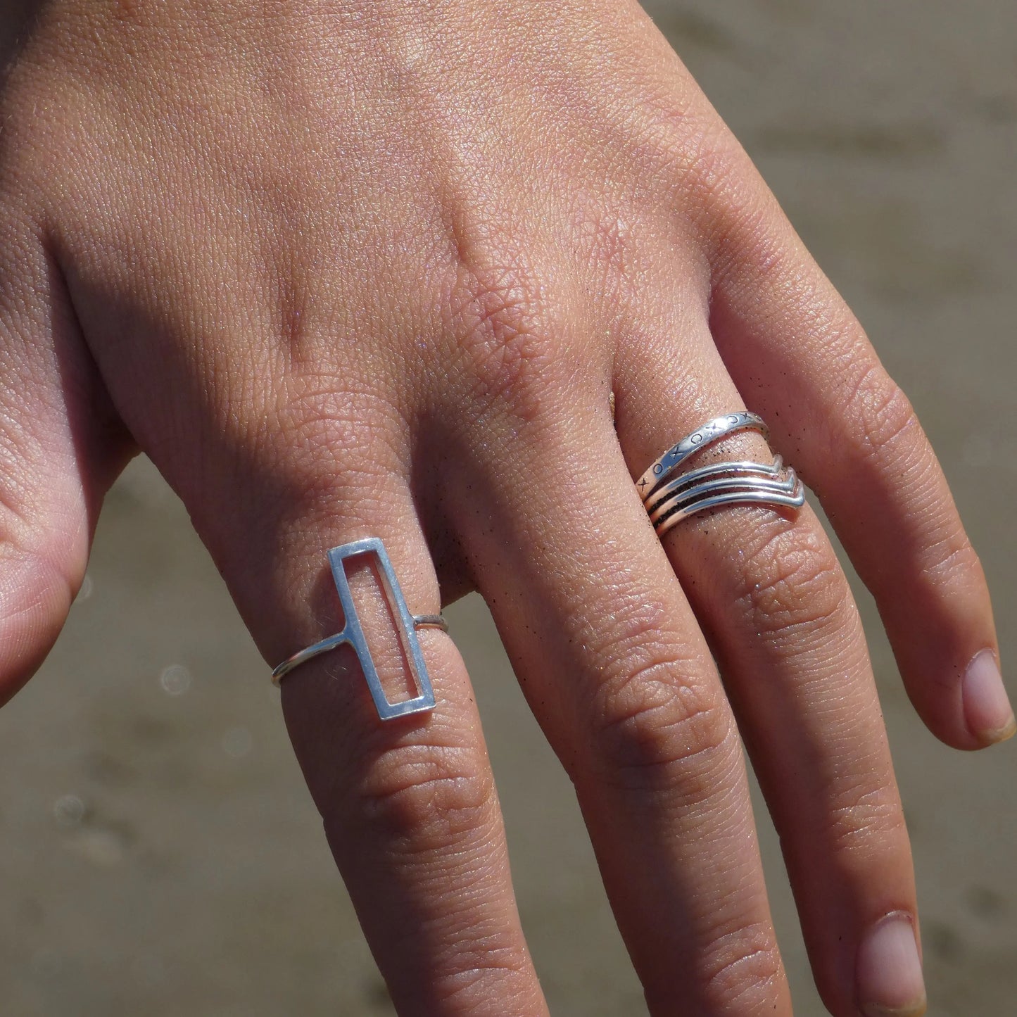 Silver Rectangle Ring Rings Glint Silver Co