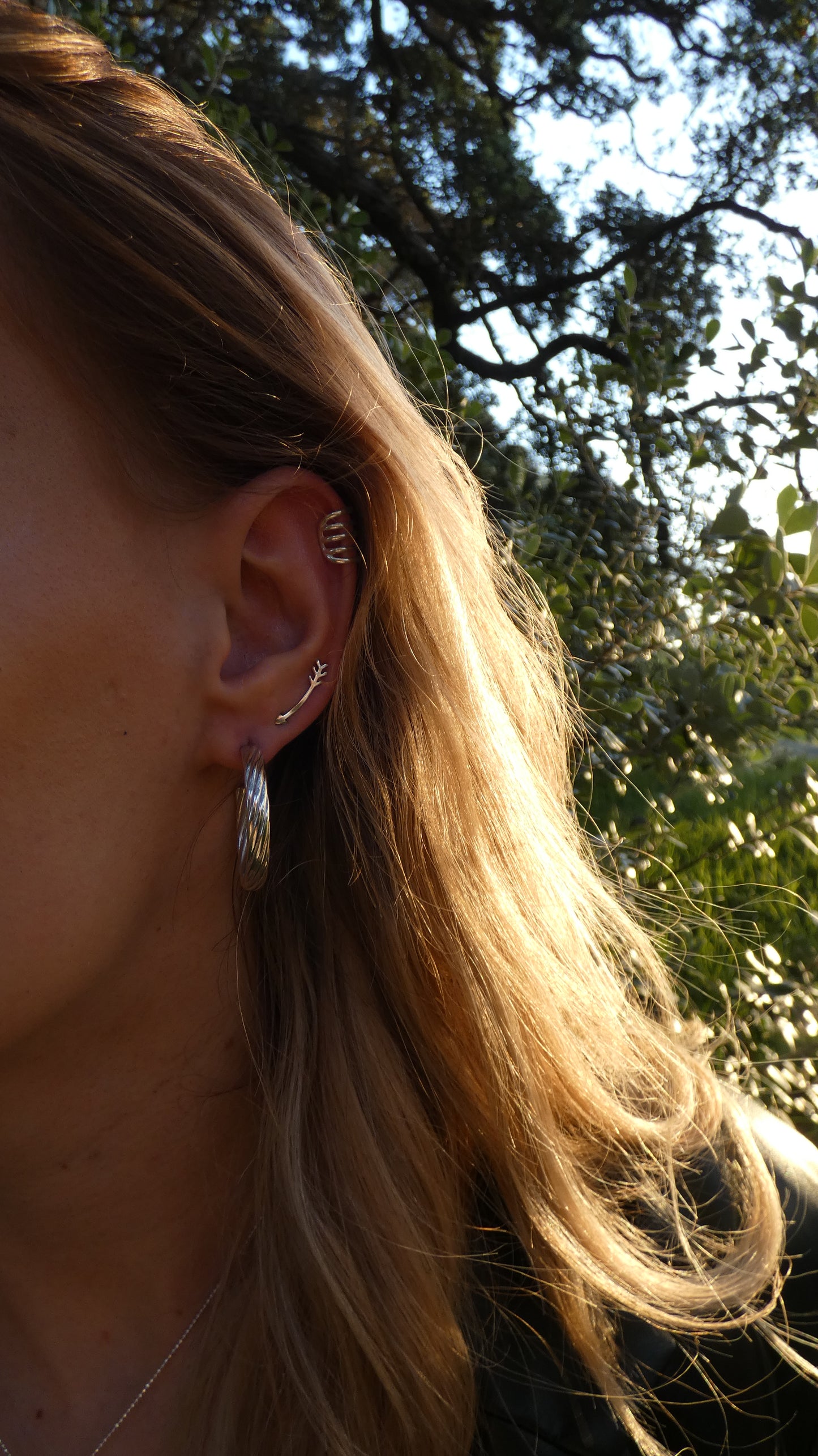 Silver Twisted Push-Back Earrings