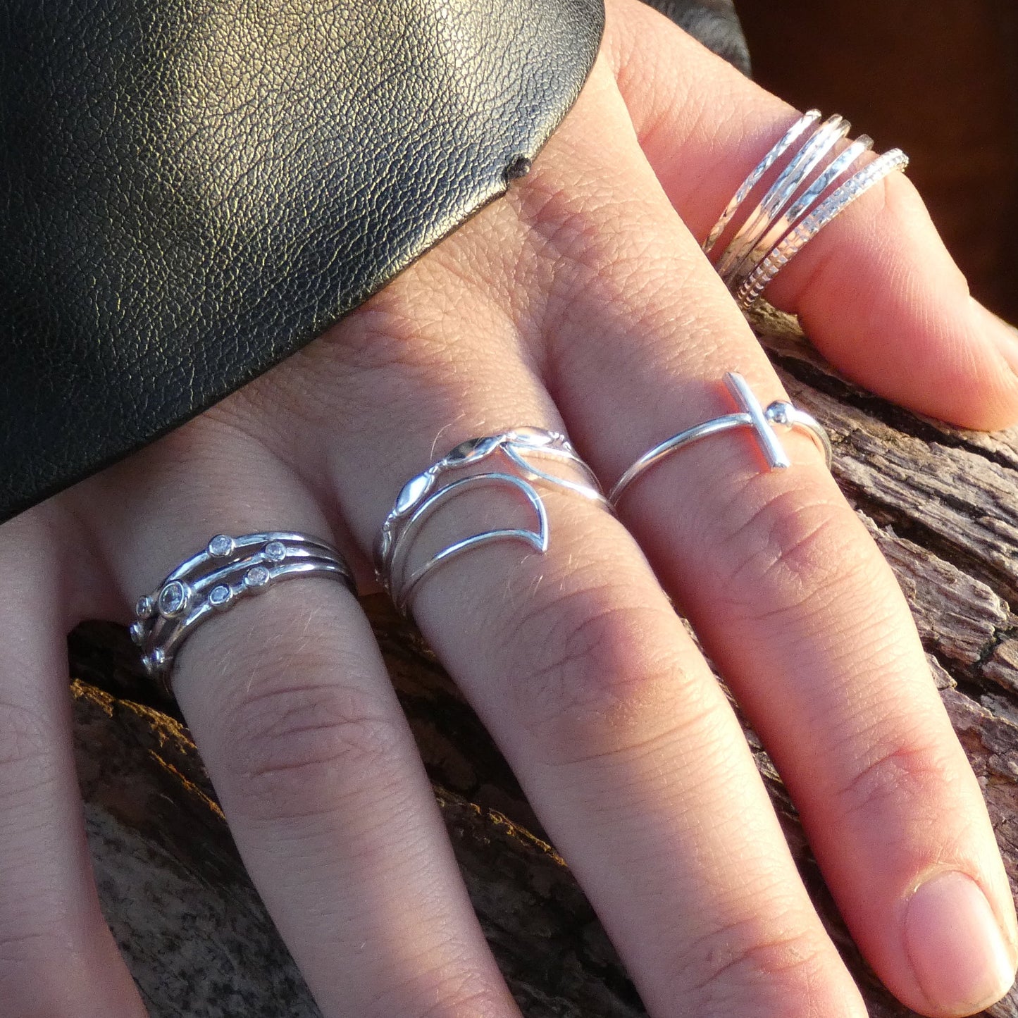 Silver Leaf Silhouette Adjustable Ring