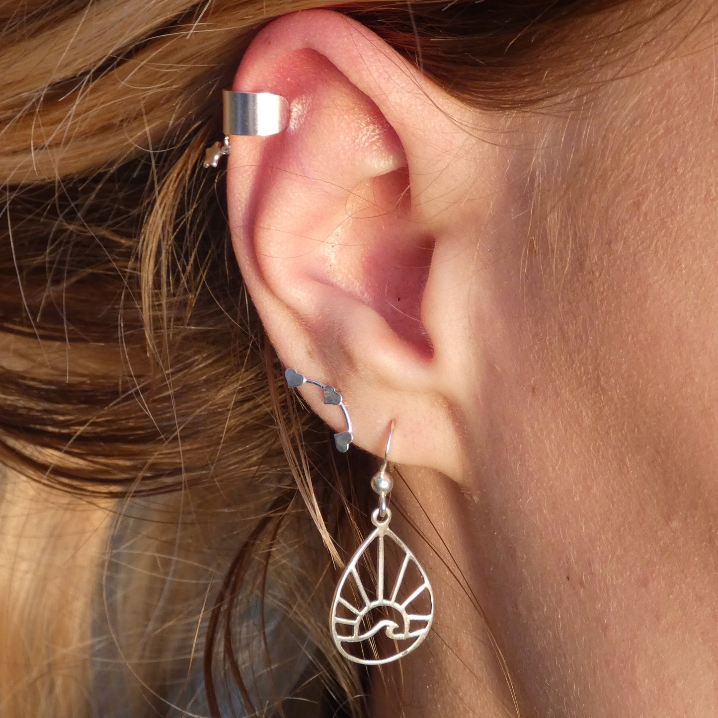 Silver Heart Push-Back Earrings