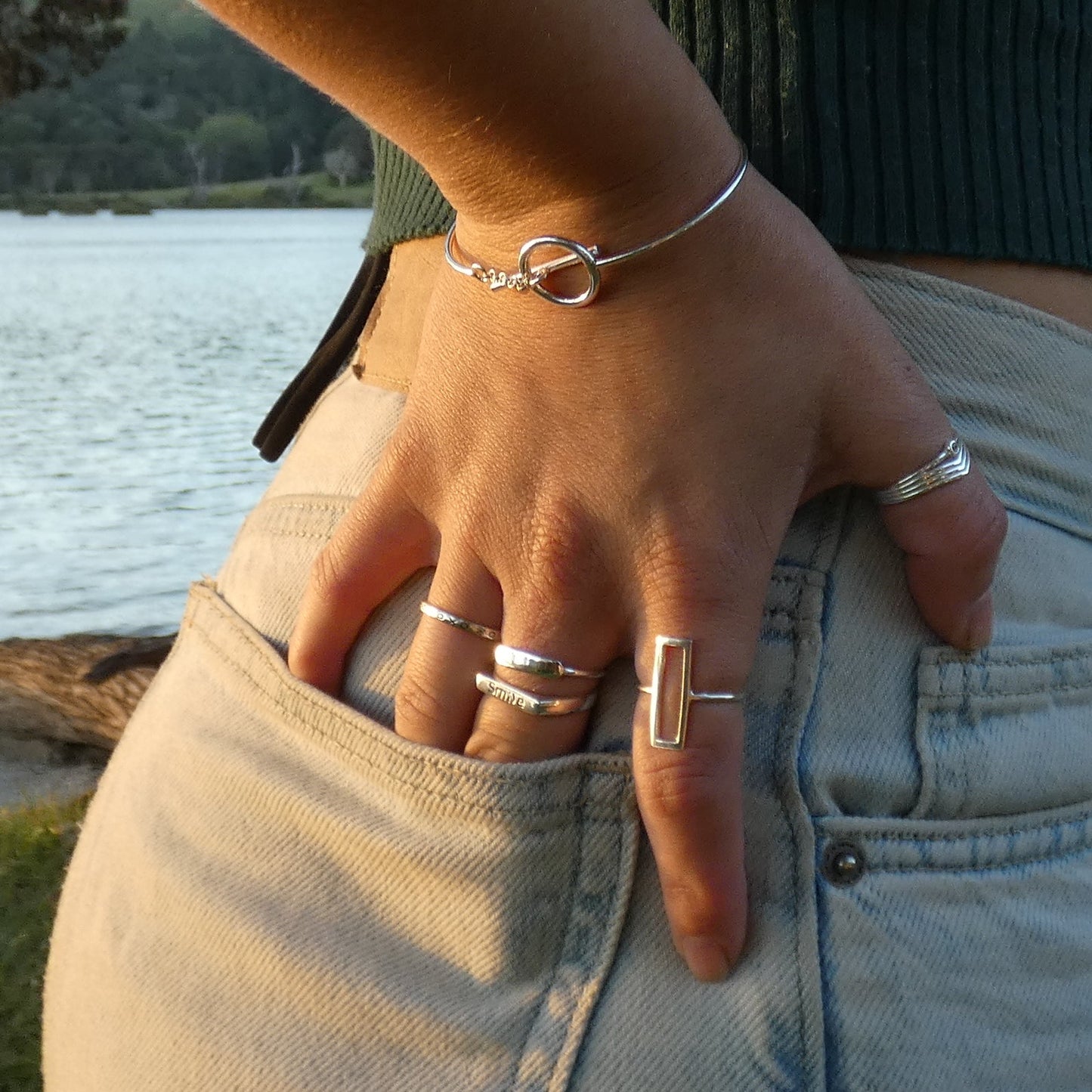Silver Oxidized "Smile" Ring