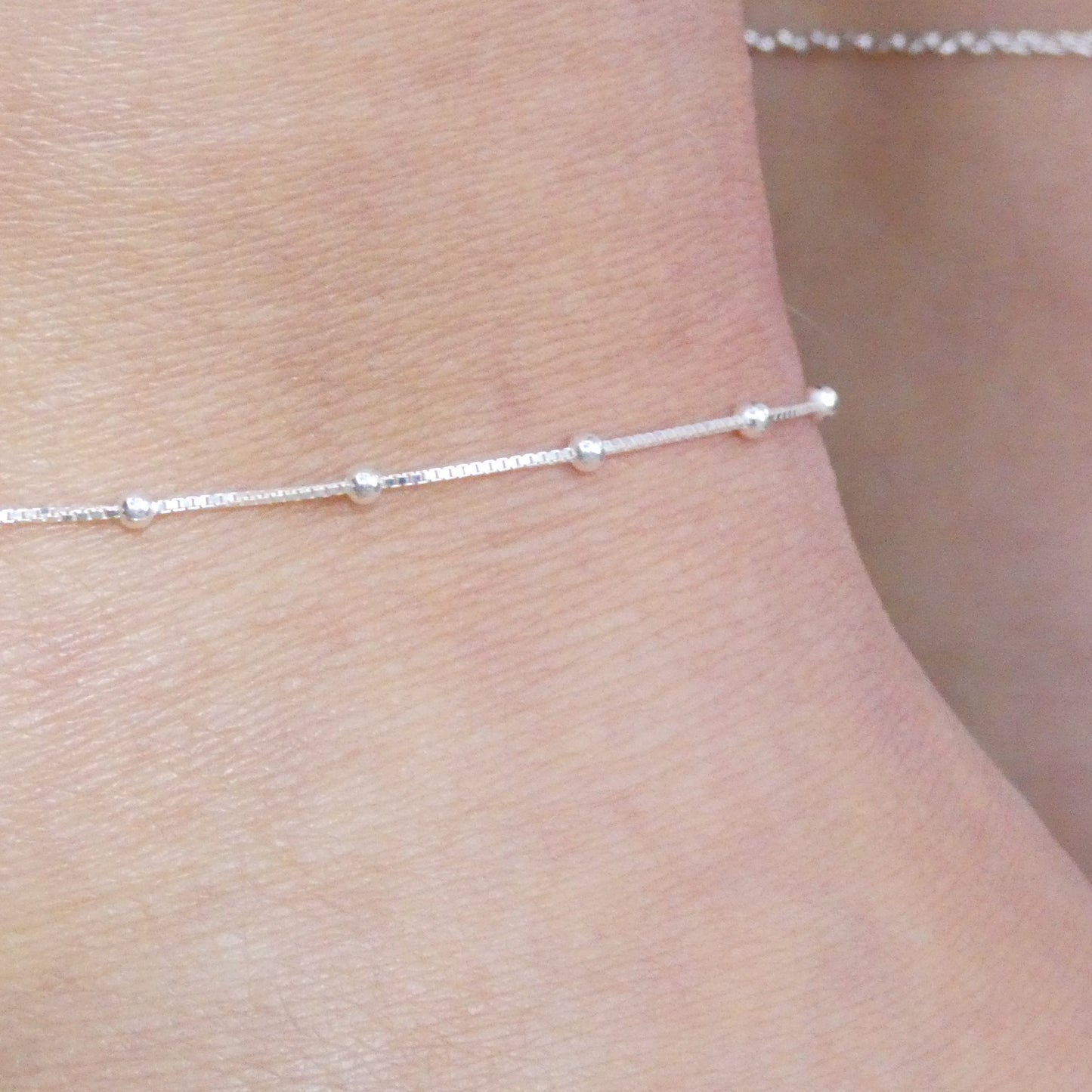 Silver Bead Anklet Anklet Glint Silver Co
