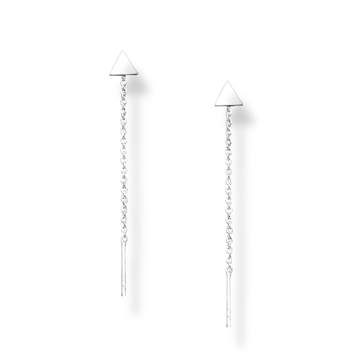 Silver Triangular Stud Threader Earrings