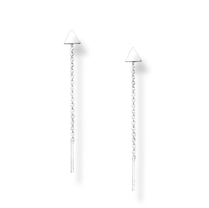 Silver Triangular Stud Threader Earrings Earring Glint Silver Co