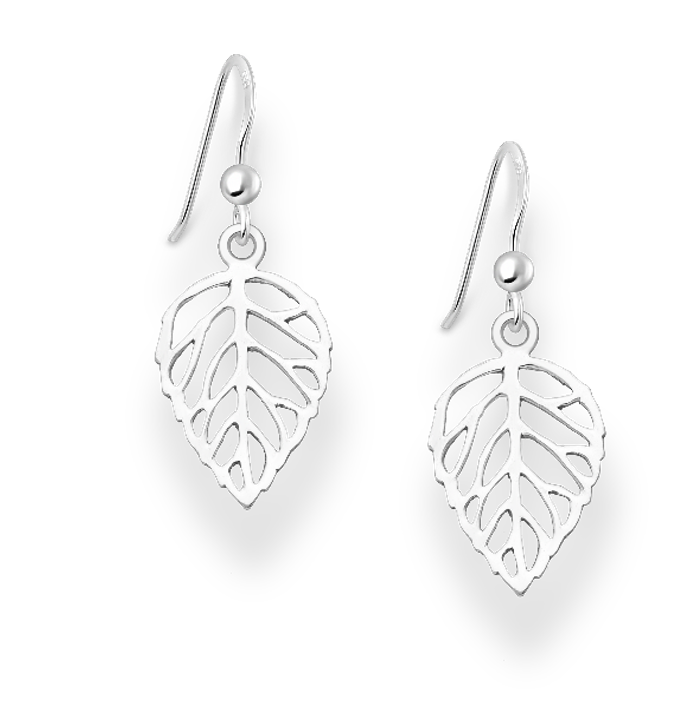 Silver Leaf Hook Earrings