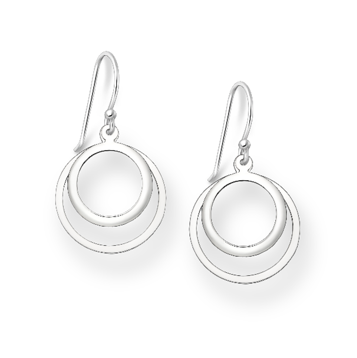 Silver Layered Circle Hook Earrings