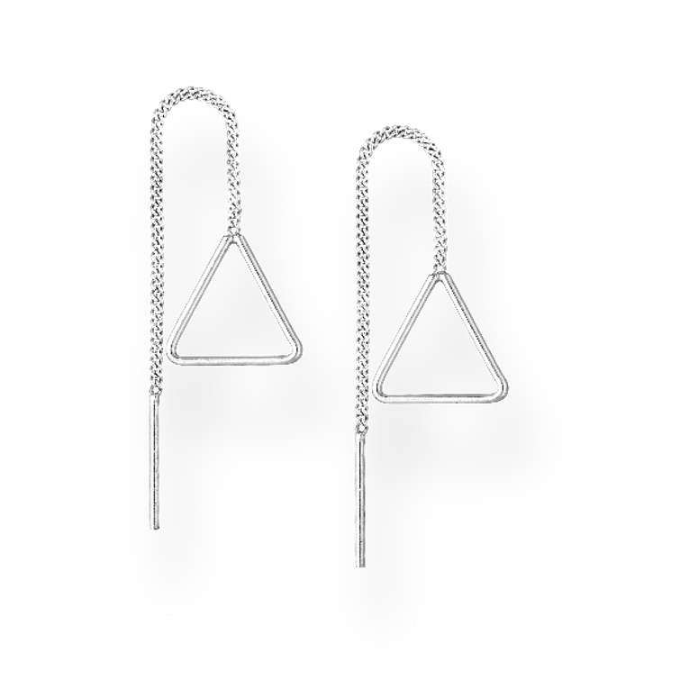 Silver Triangle Threader Earrings