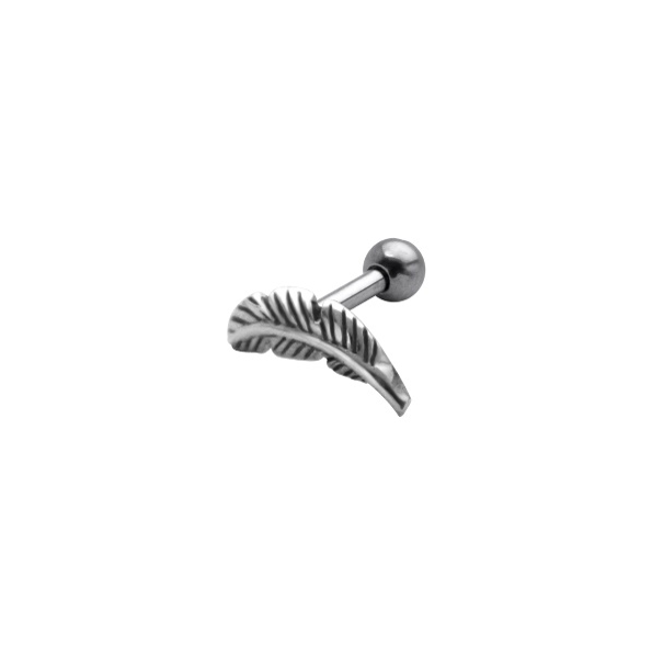 Silver Feather Helix Piercing (Left) Body Piercings Glint Silver Co