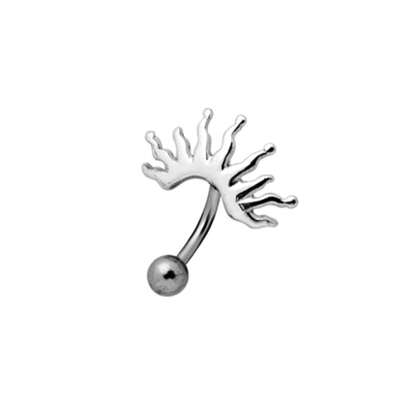 Silver Rising Sun Reverse Belly Bar Body Piercings Glint Silver Co