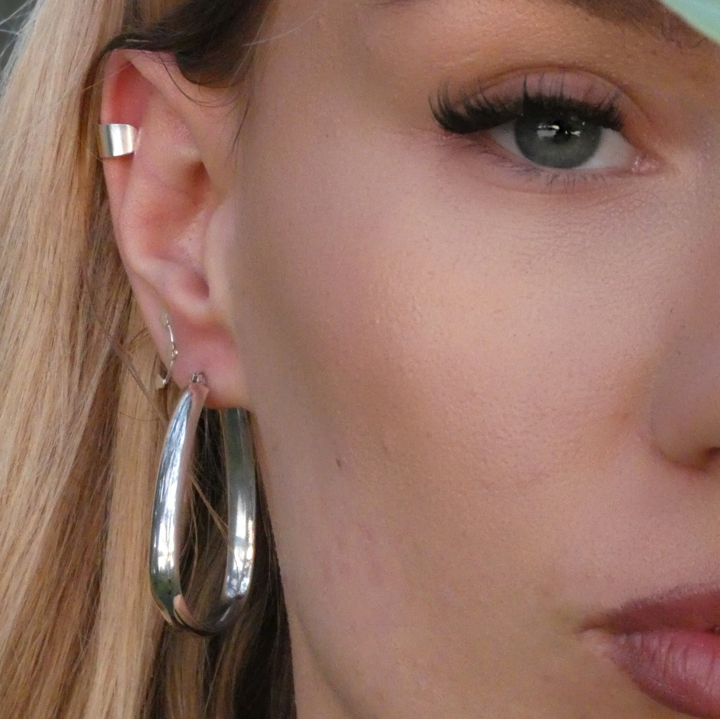 Silver Hinged-Back Hoop Earrings