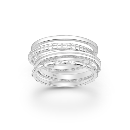 Silver Set of Four Stack Rings