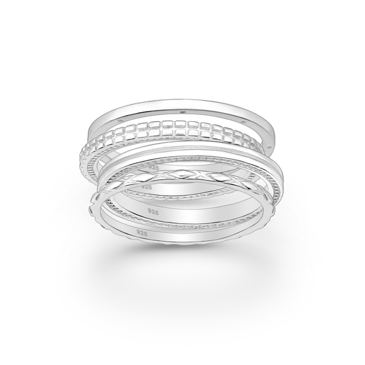 Silver Set of Four Stack Rings