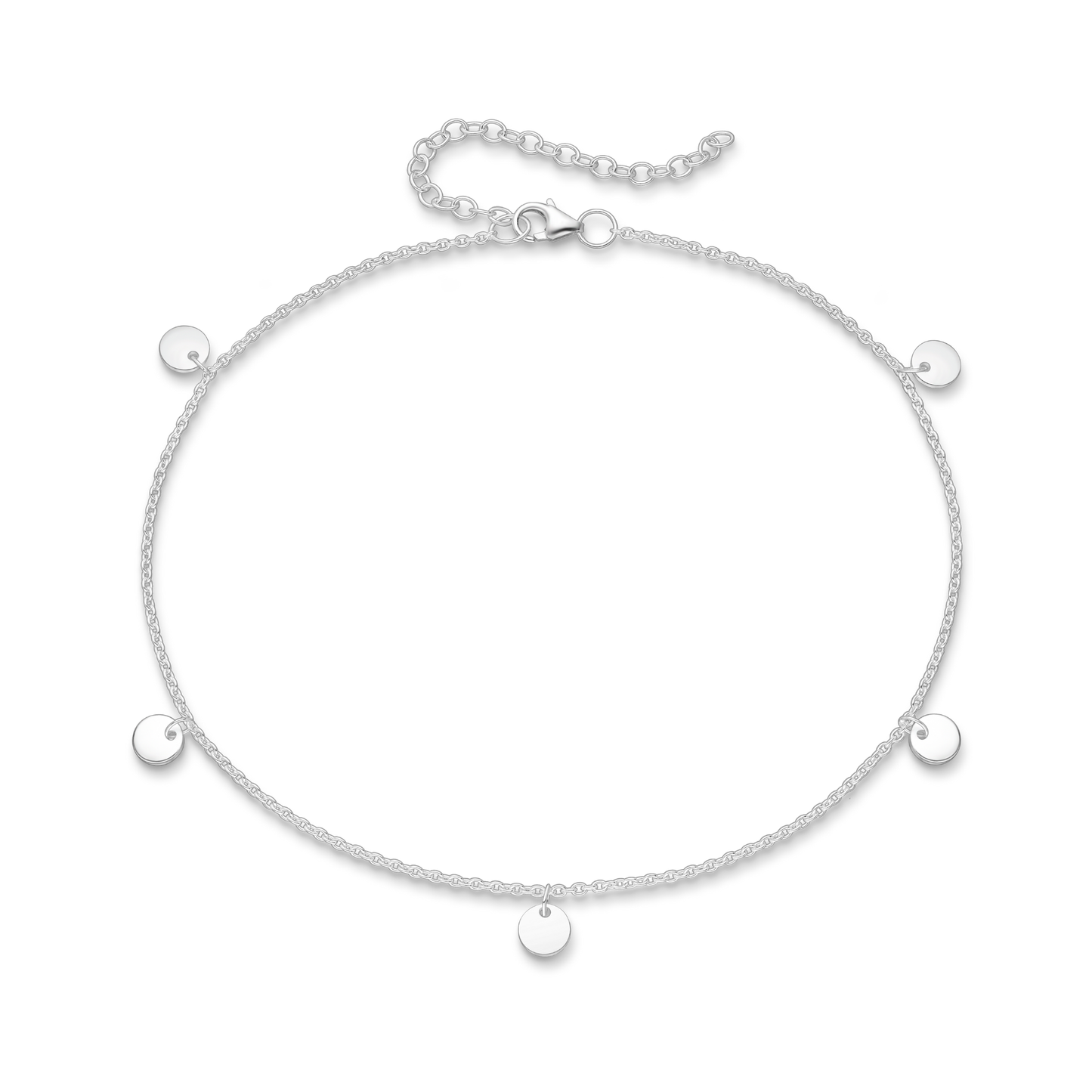 Silver Floating Disc Anklet