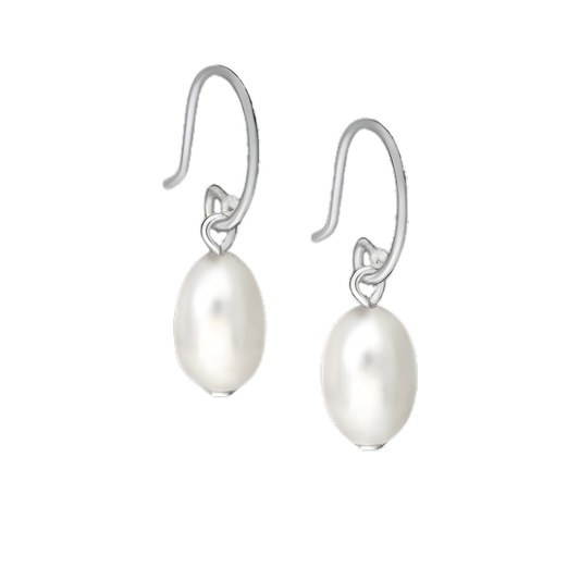 Silver Freshwater Pearl Drop Earrings Earring Glint Silver Co