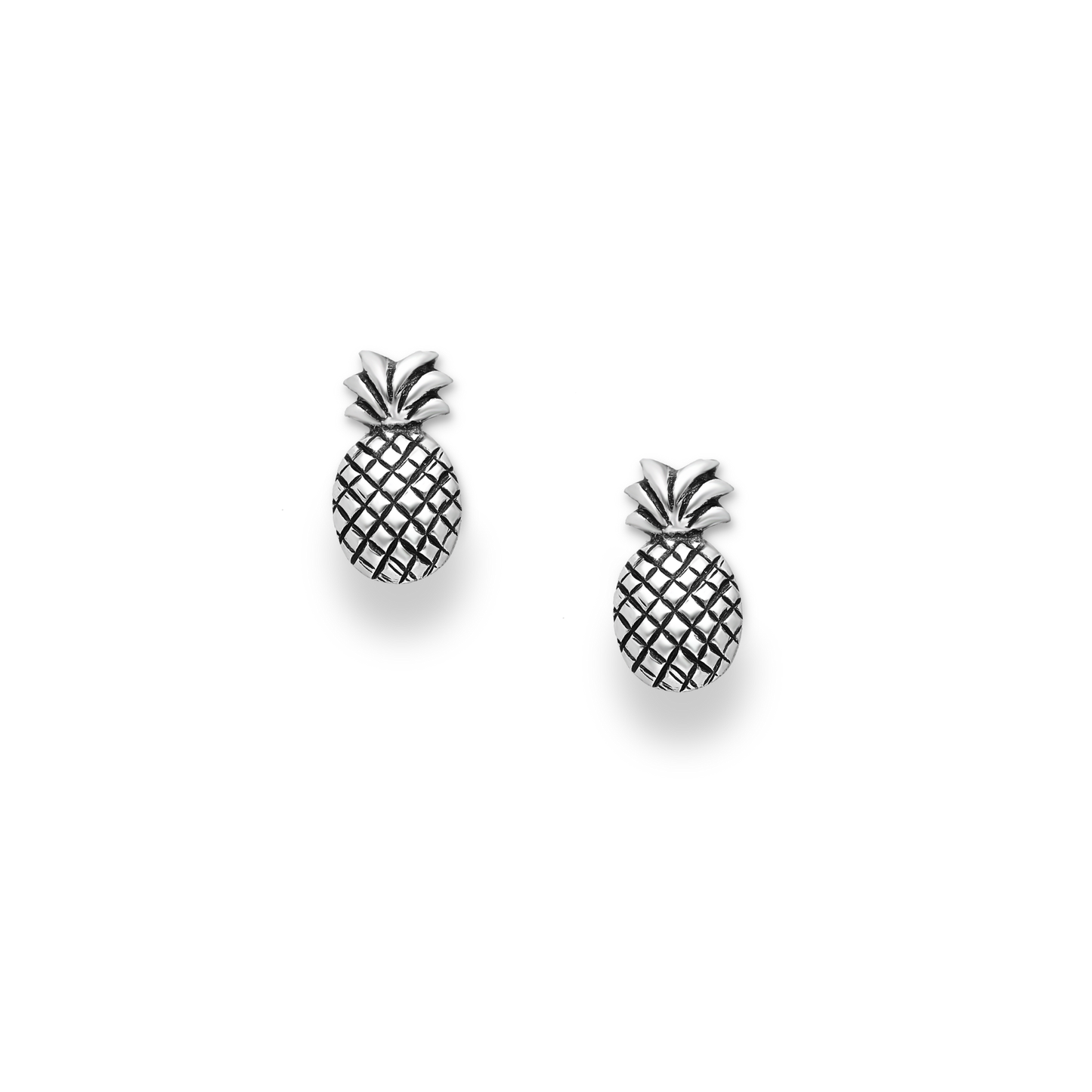 Silver Oxidized Pineapple Push-Back Earrings