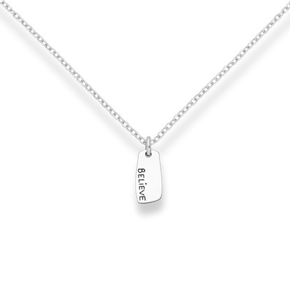 Silver "BELIEVE" Pendant Necklace Glint Silver Co