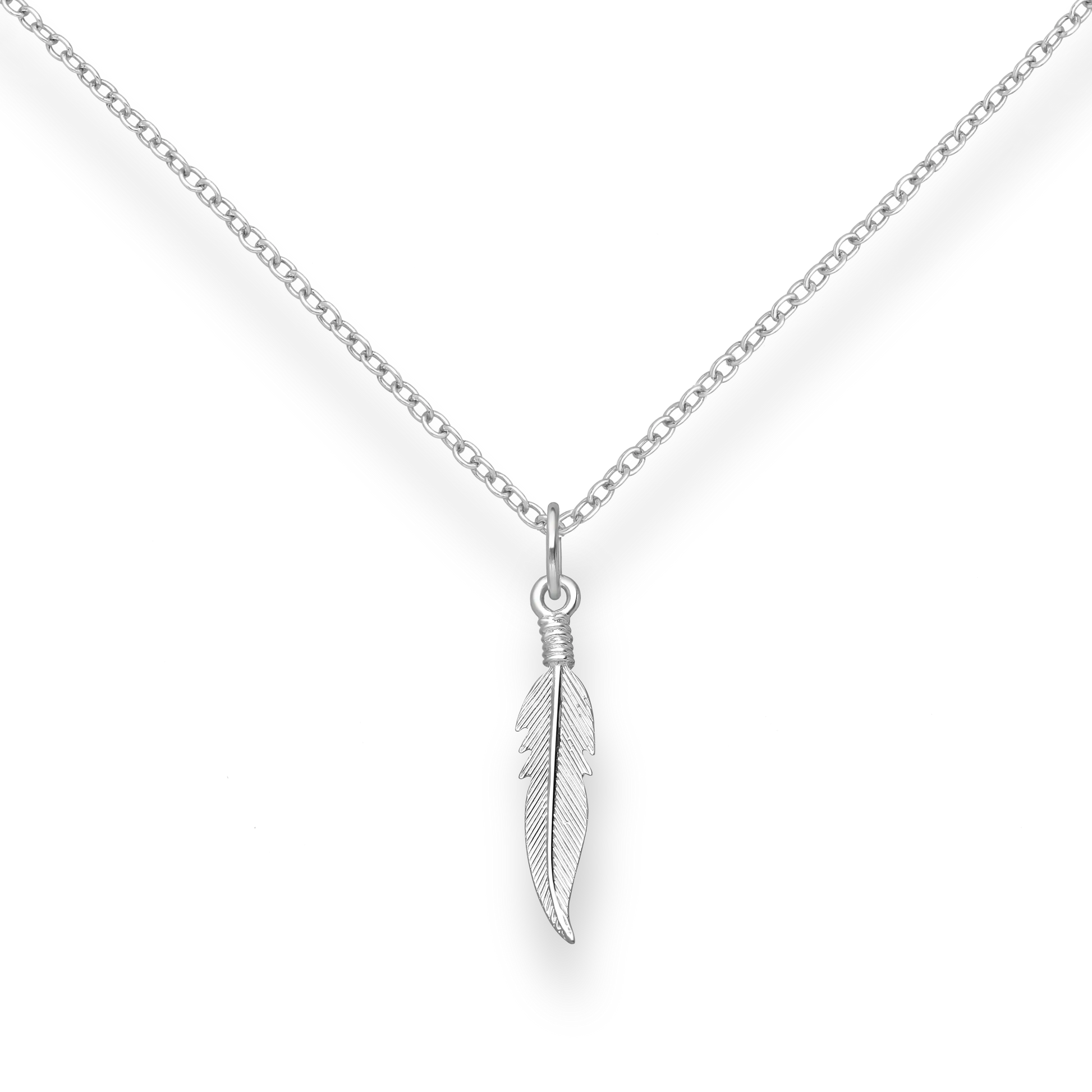 Silver Freedom Feather Pendant Necklace Glint Silver Co