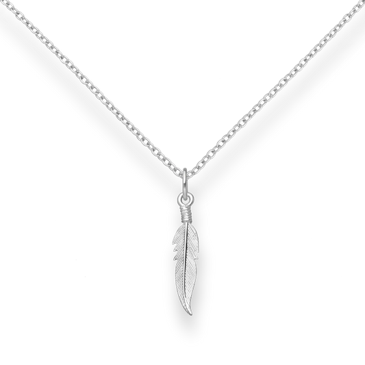 Silver Freedom Feather Pendant Necklace Glint Silver Co