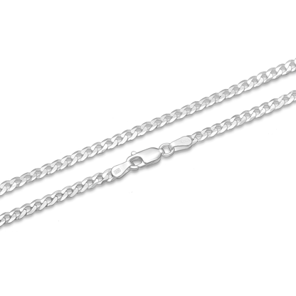 Silver Curb Chain, 3 mm Wide