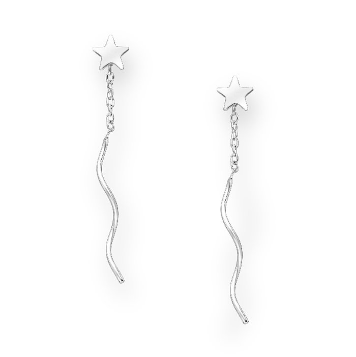 Silver Star Threader Earrings