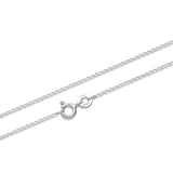 Silver curb link fine chain necklace with a clasp on a white background