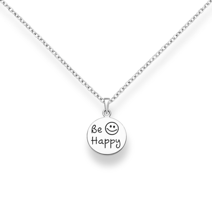 Silver Smiley "Be Happy" Pendant