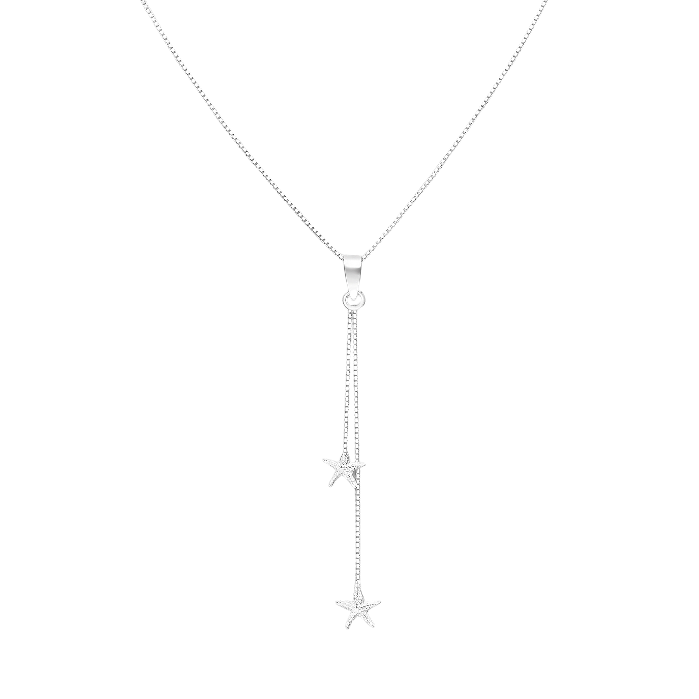 Silver Y-Drop Starfish Necklace
