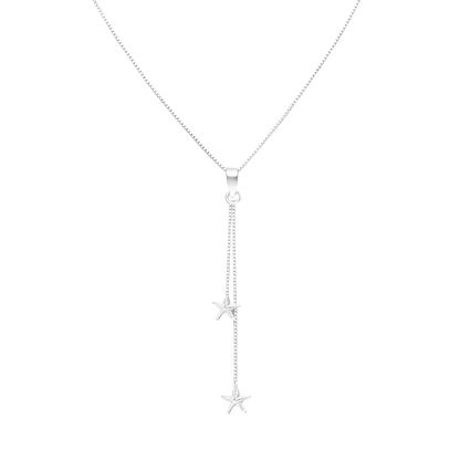 Silver Y-Drop Starfish Necklace