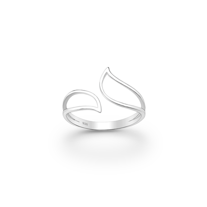 Silver Leaf Silhouette Adjustable Ring