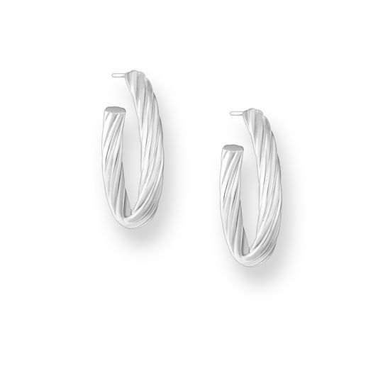 Silver Twisted Push-Back Earrings