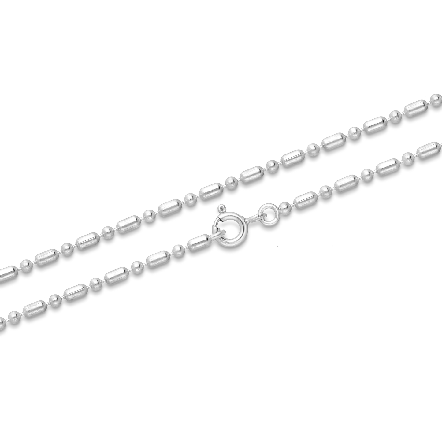 Silver Alternating Bead Chain - 1.5 mm Wide