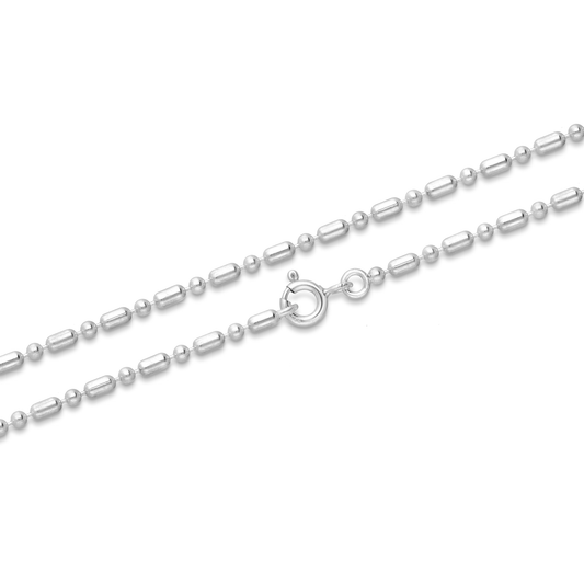 Silver Alternating Bead Chain - 1.5 mm Wide