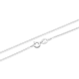 Silver fine rollo link chain necklace on a white background