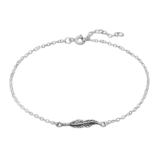 Silver Feather Anklet