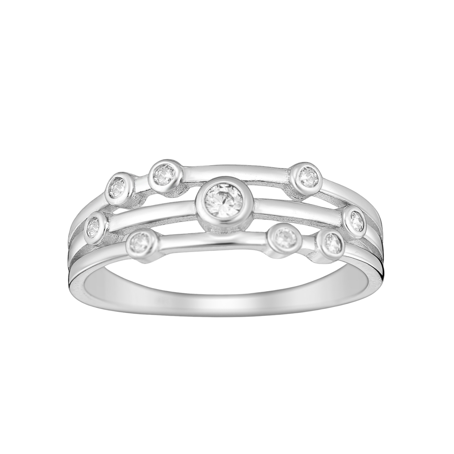 Silver Layered CZ Ring