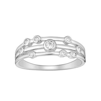 Silver Layered CZ Ring