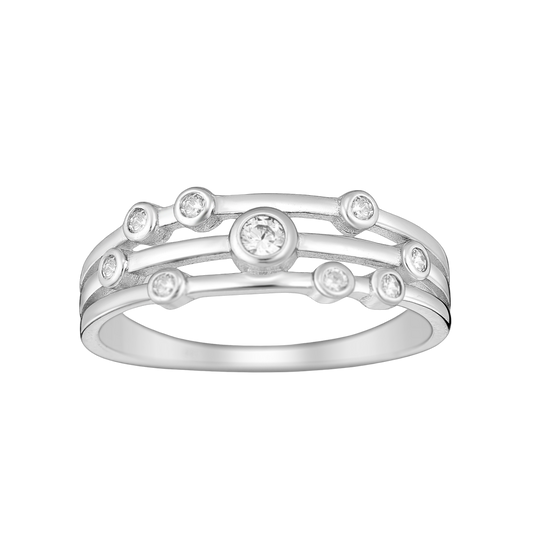 Silver Layered CZ Ring