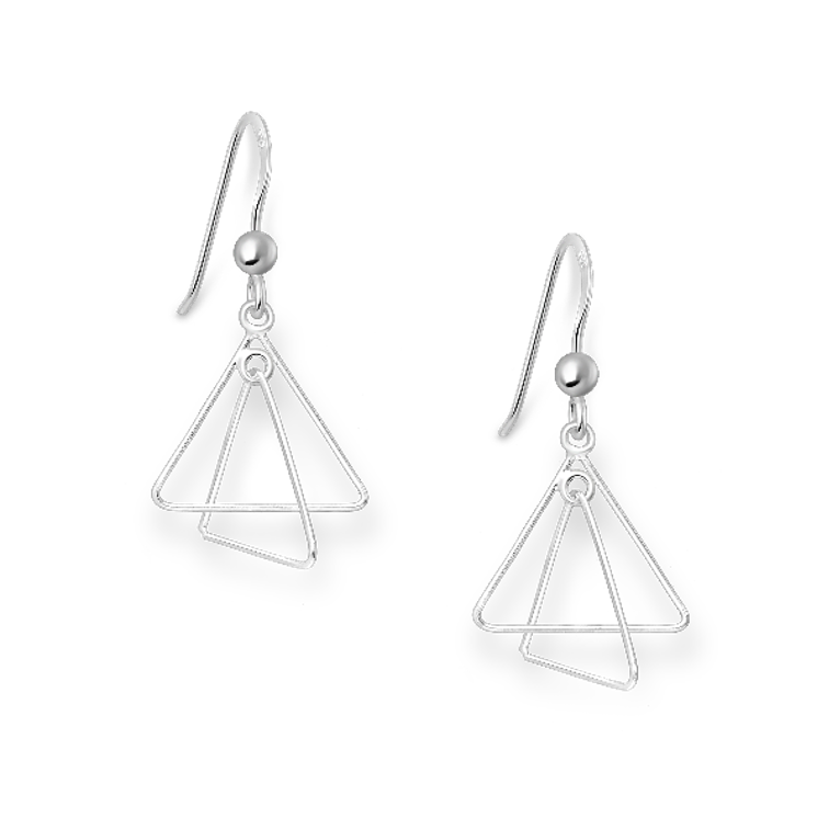 Silver Triangle Drop Earrings